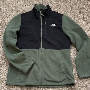 The North Face Olive and Black Full-Zip Large Fleece Jacket